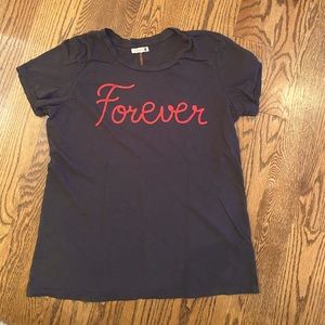 Sundry “Forever” tee. Sz 2 (equivalent to a small). Contrast stitching down back